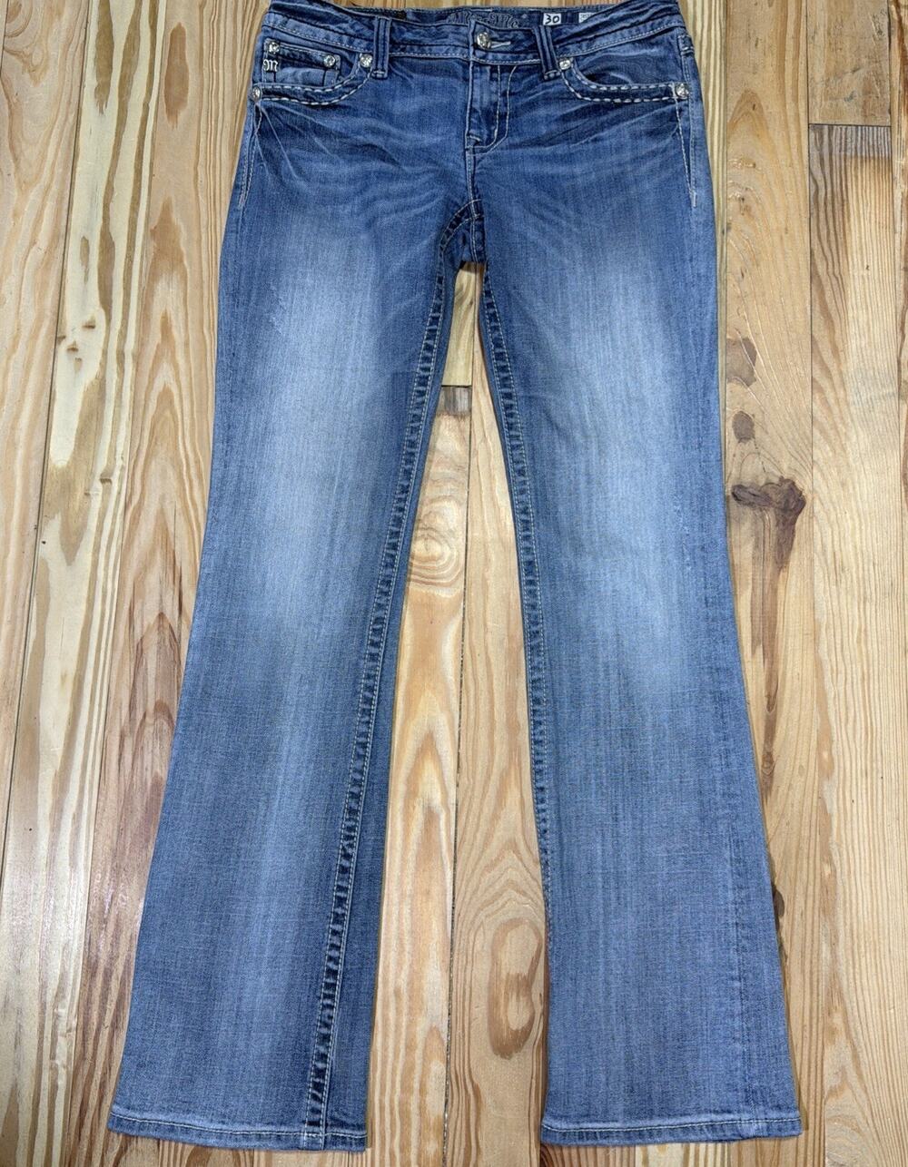 MISS ME RHINESTONE BOOT FLAP POCKET JE5335B4X WOMEN'S JEANS SIZE 30